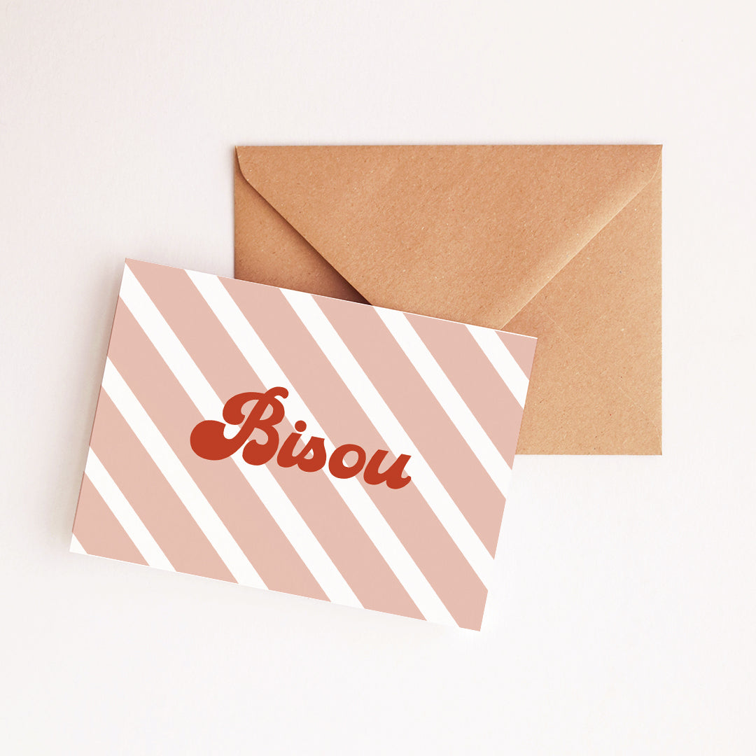 Carte Bisous rayures