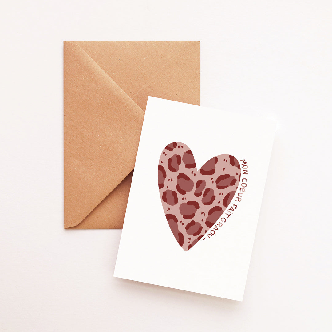 Carte Mon coeur fait graou (rose)