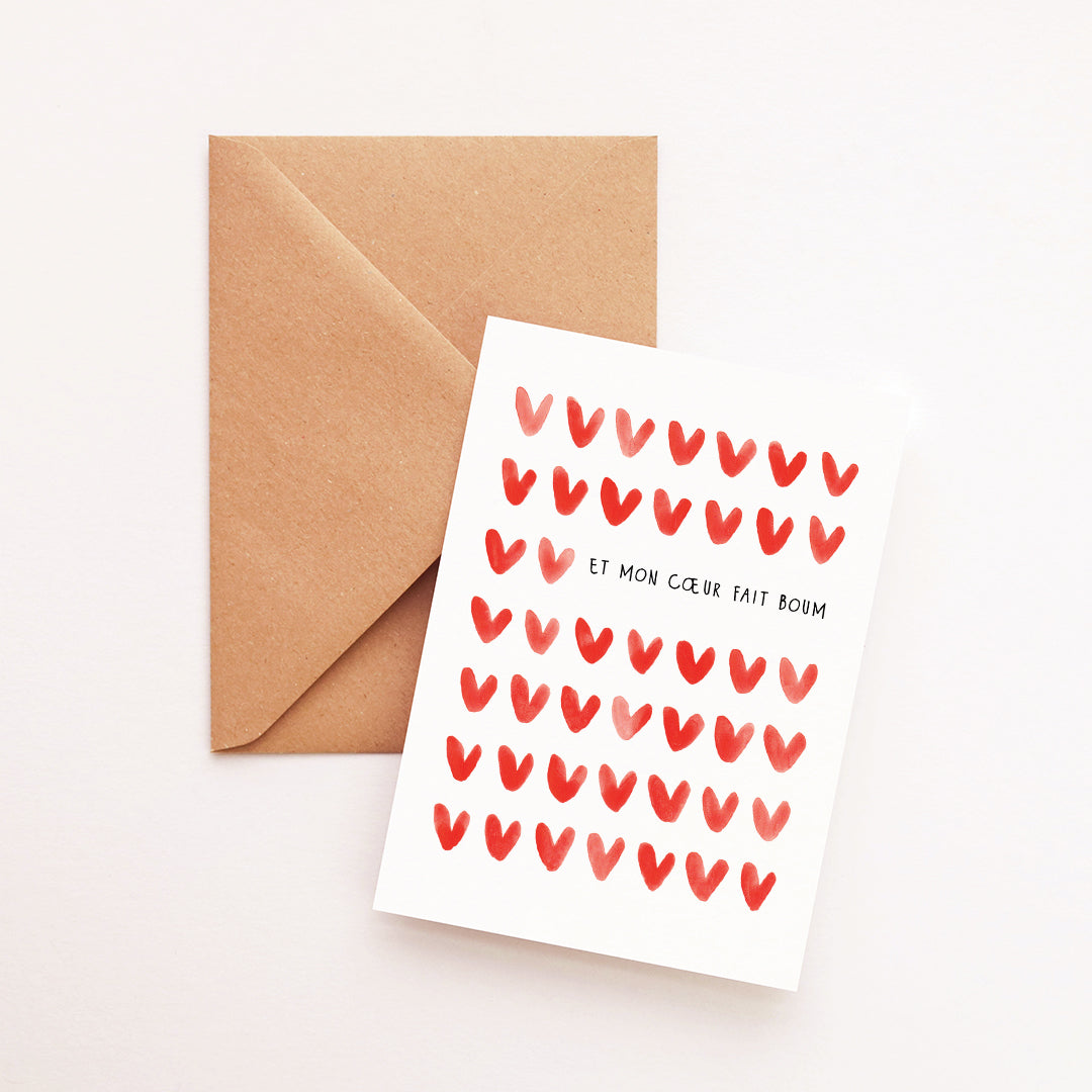 Carte Et mon coeur fait boum