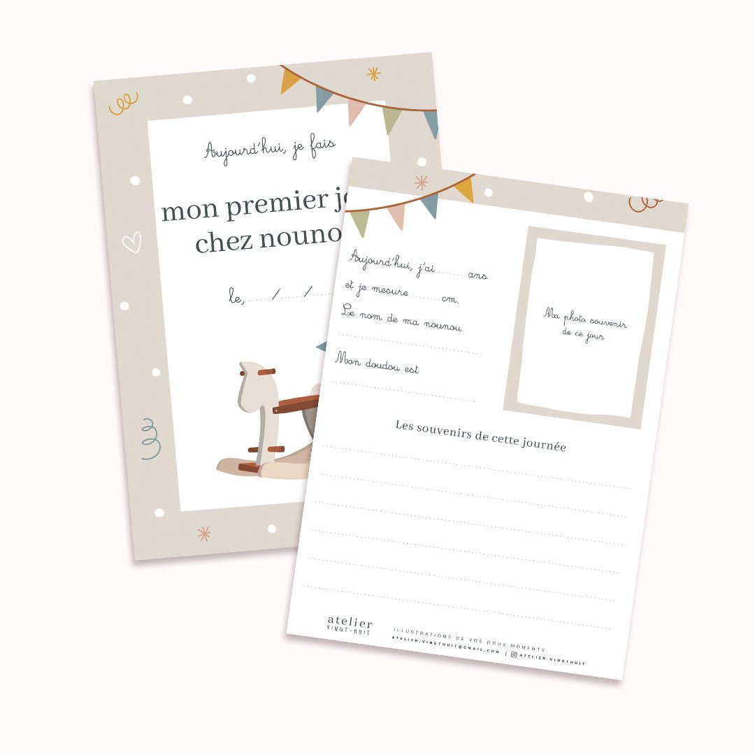 Carte étape - Mon premier jour chez nounou - Atelier Vingt Huit
