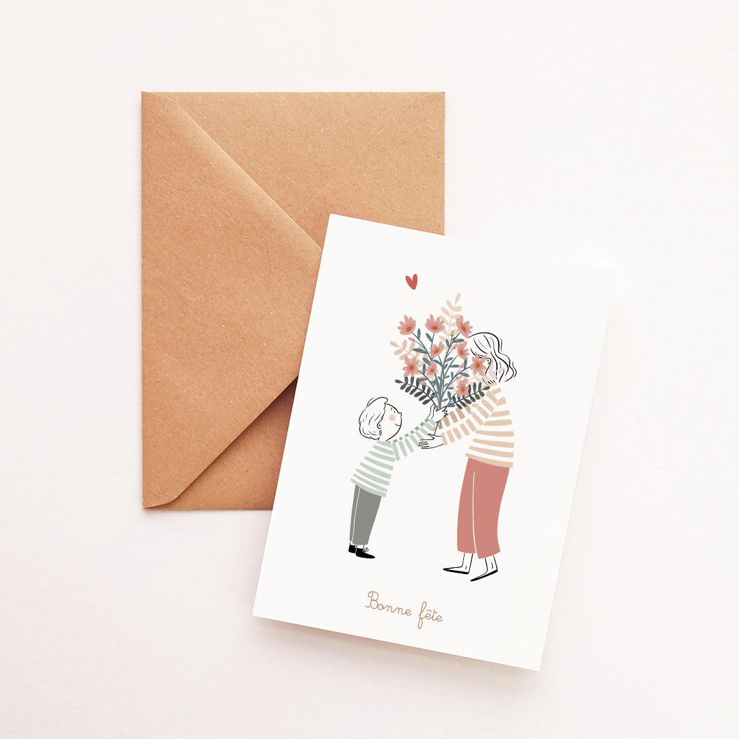 Carte Bonne fête maman/mamie petit garçon