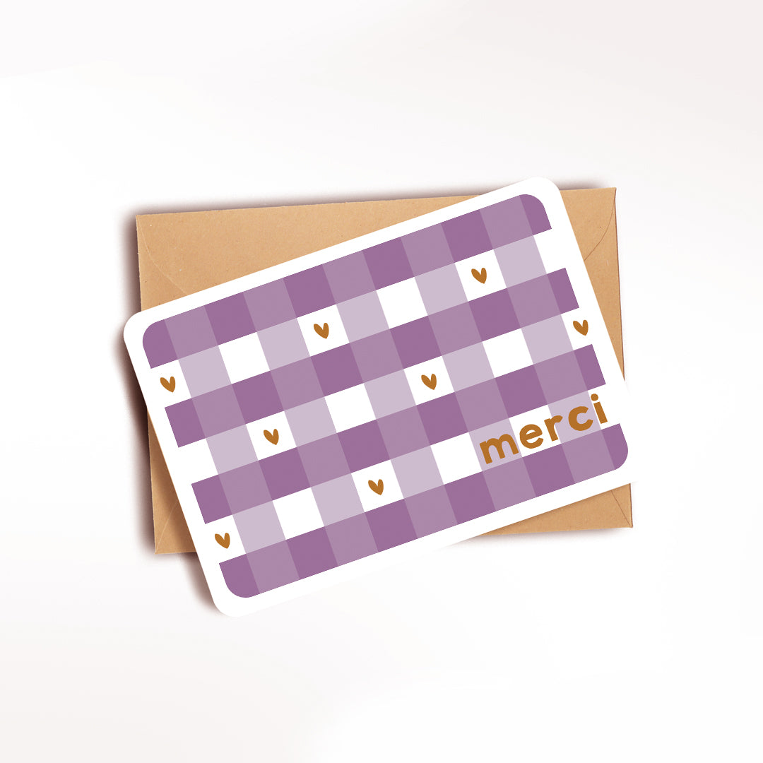 Carte Merci vichy violet