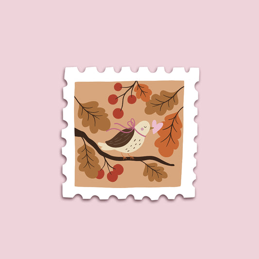 Sticker Timbre oiseau d'automne