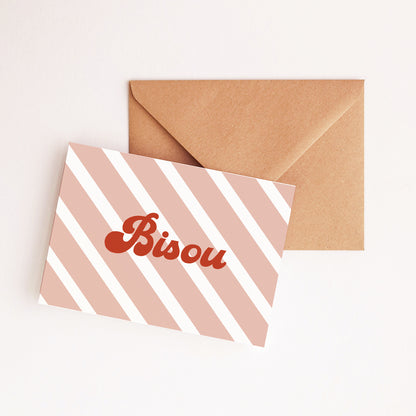 Carte Bisous rayures