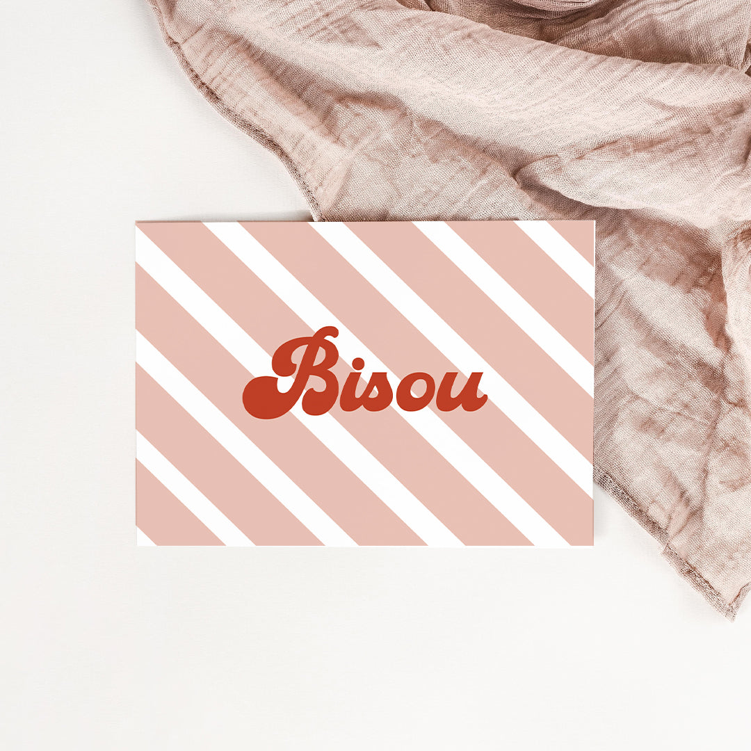 Carte Bisous rayures