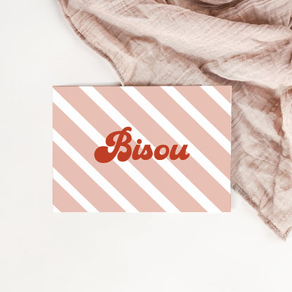 Carte Bisous rayures