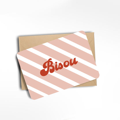 Carte Bisous rayures