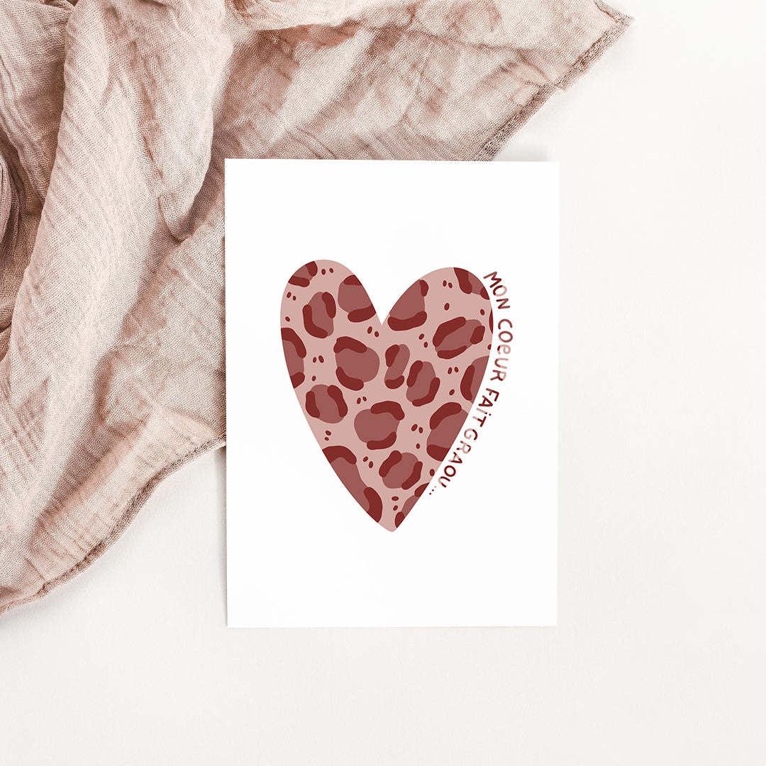 Carte Mon coeur fait graou (rose)