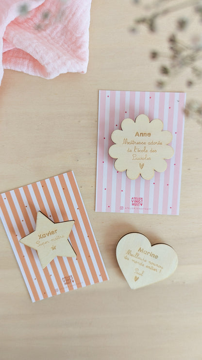 Magnet en bois cadeau Merci Maîtresse, Atsem, Nounou