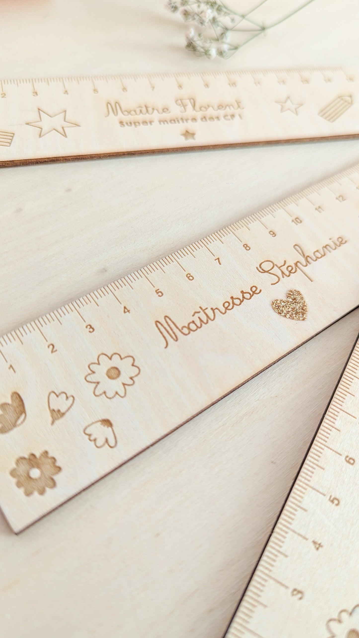Règle en bois cadeau Merci Maîtresse, Atsem, Nounou
