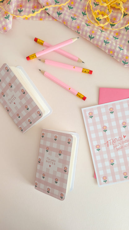 Mini carnet de Notes vichy fleuri