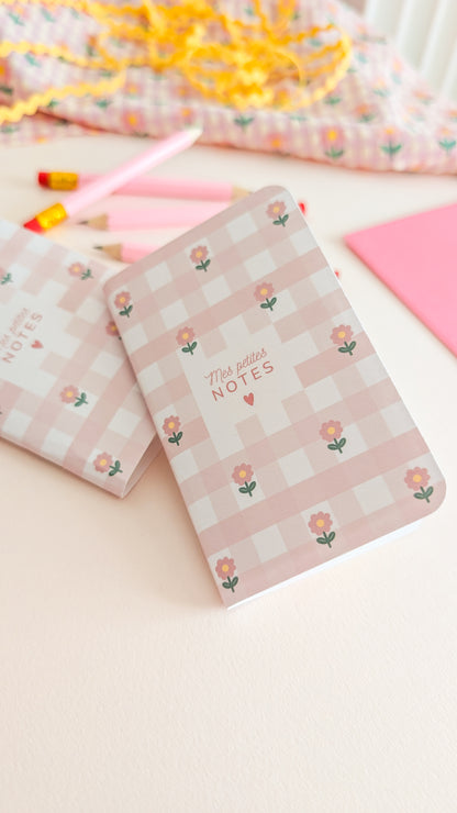 Mini carnet de Notes vichy fleuri