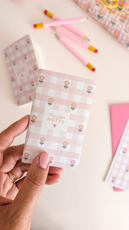 Mini carnet de Notes vichy fleuri