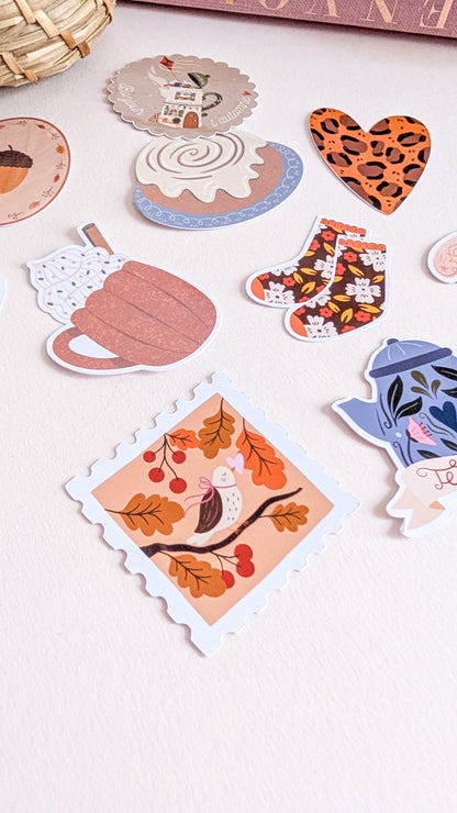 Sticker Timbre oiseau d'automne