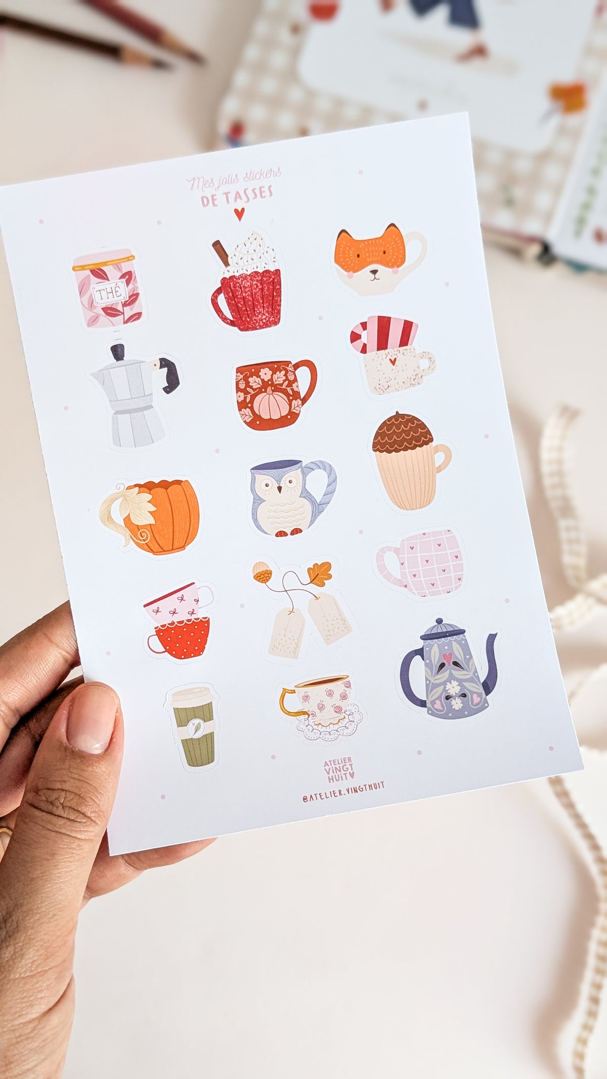 Planche de stickers - Les jolies tasses