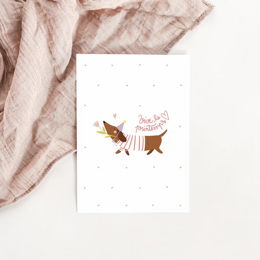 Carte Petit teckel du printemps