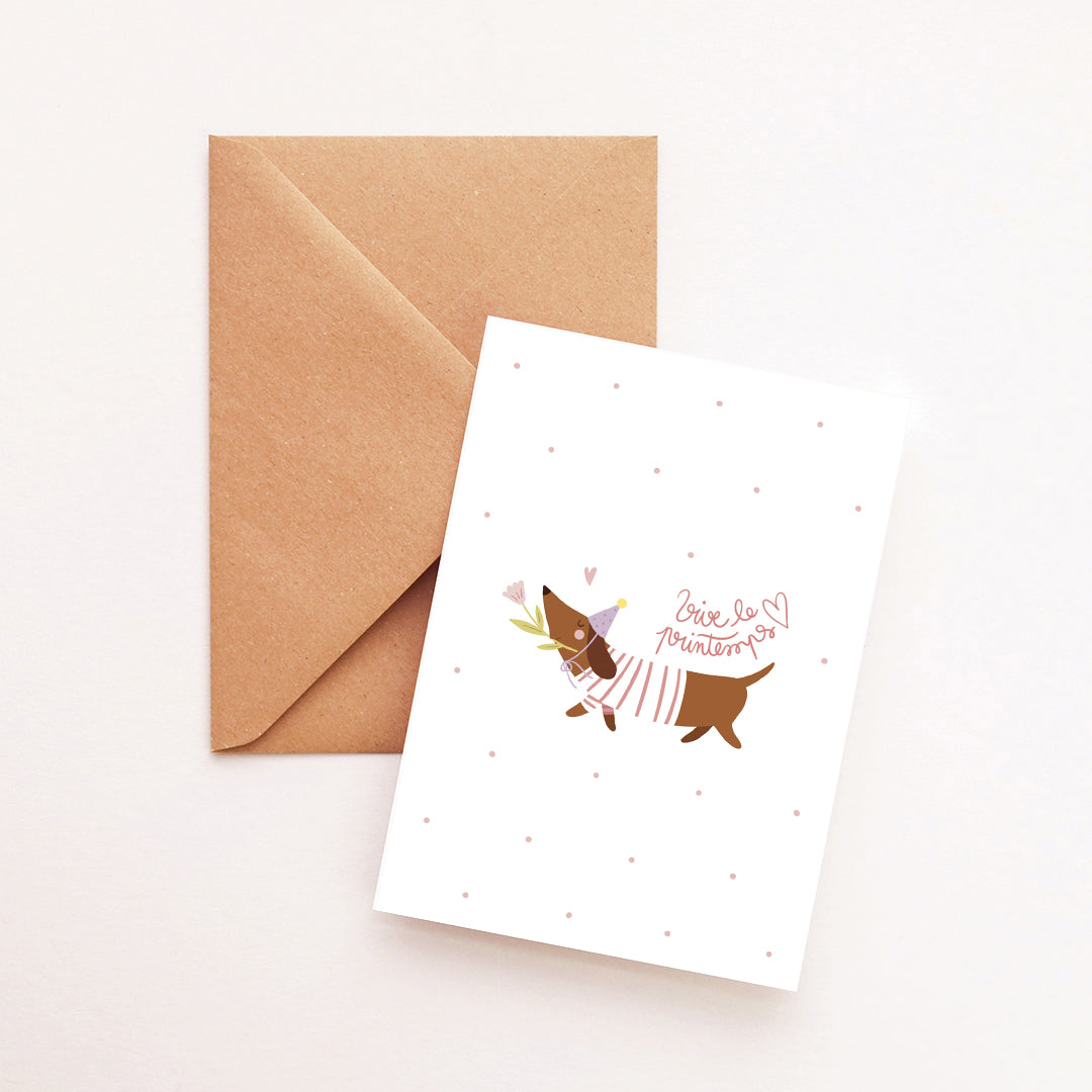 Carte Petit teckel du printemps