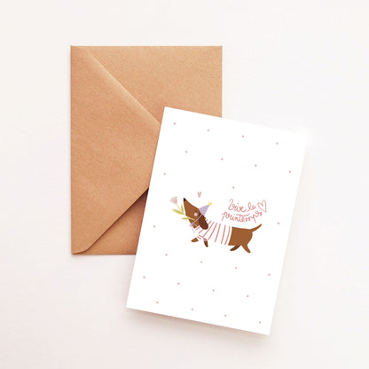 Carte Petit teckel du printemps