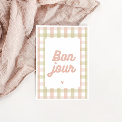 Carte Bonjour joli vichy