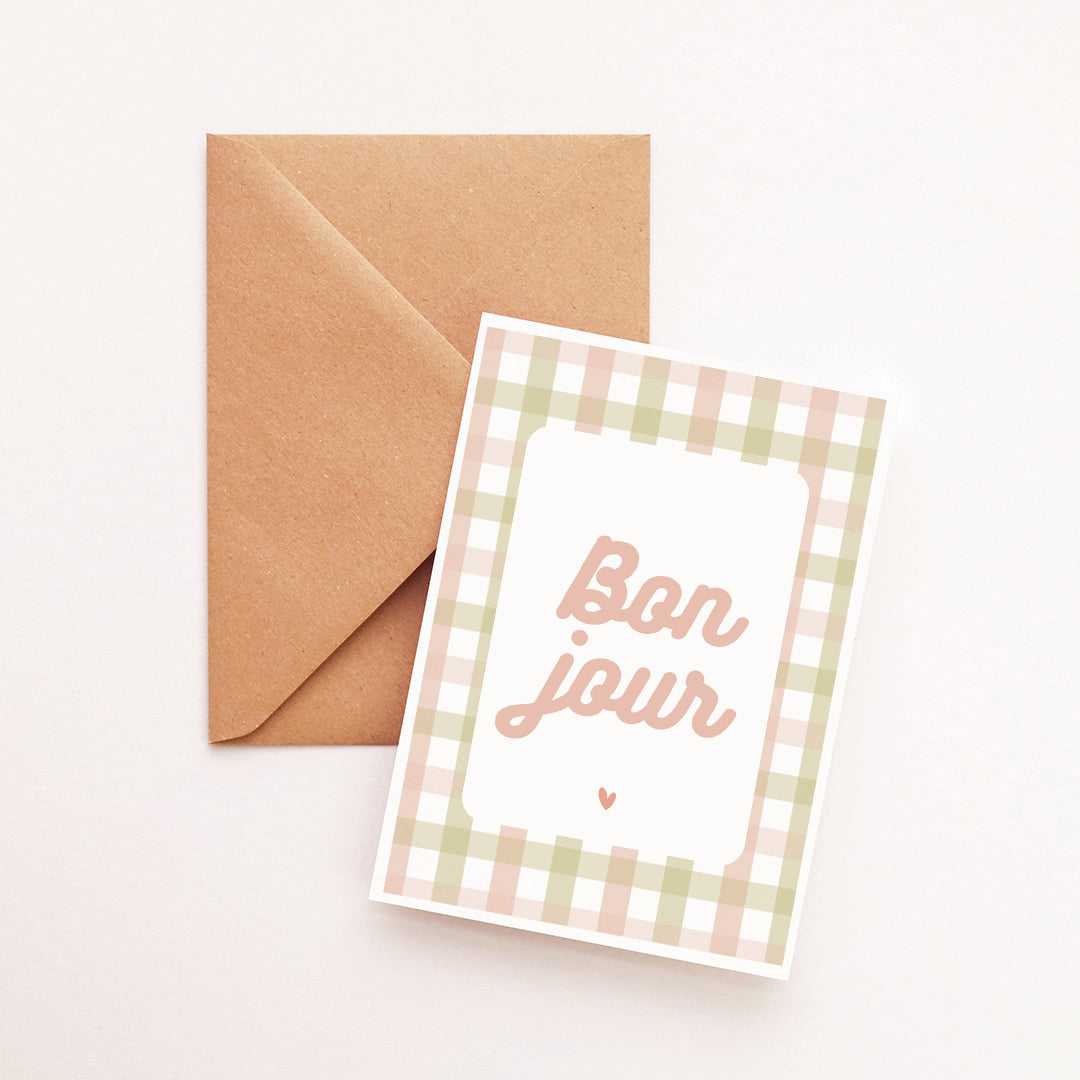 Carte Bonjour joli vichy