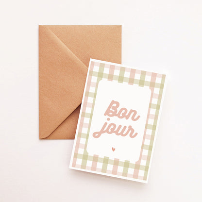 Carte Bonjour joli vichy