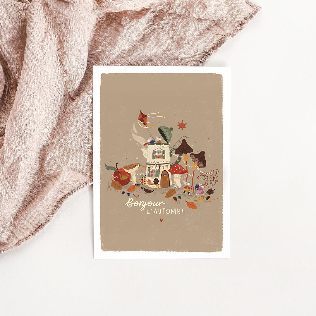 Carte Bonjour féérie d'automne
