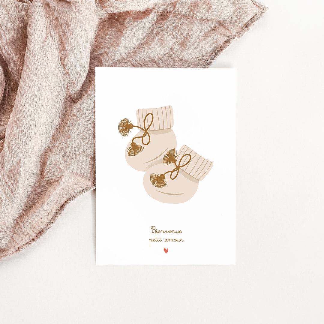 Carte Petits chaussons bébé camel