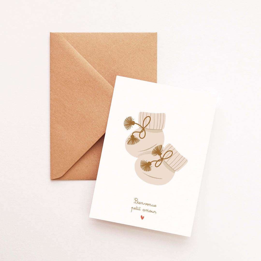 Carte Petits chaussons bébé camel