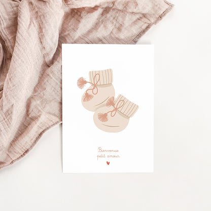 Carte Petits chaussons bébé rose