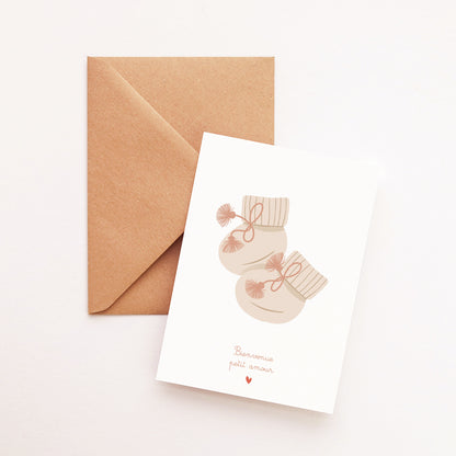 Carte Petits chaussons bébé rose