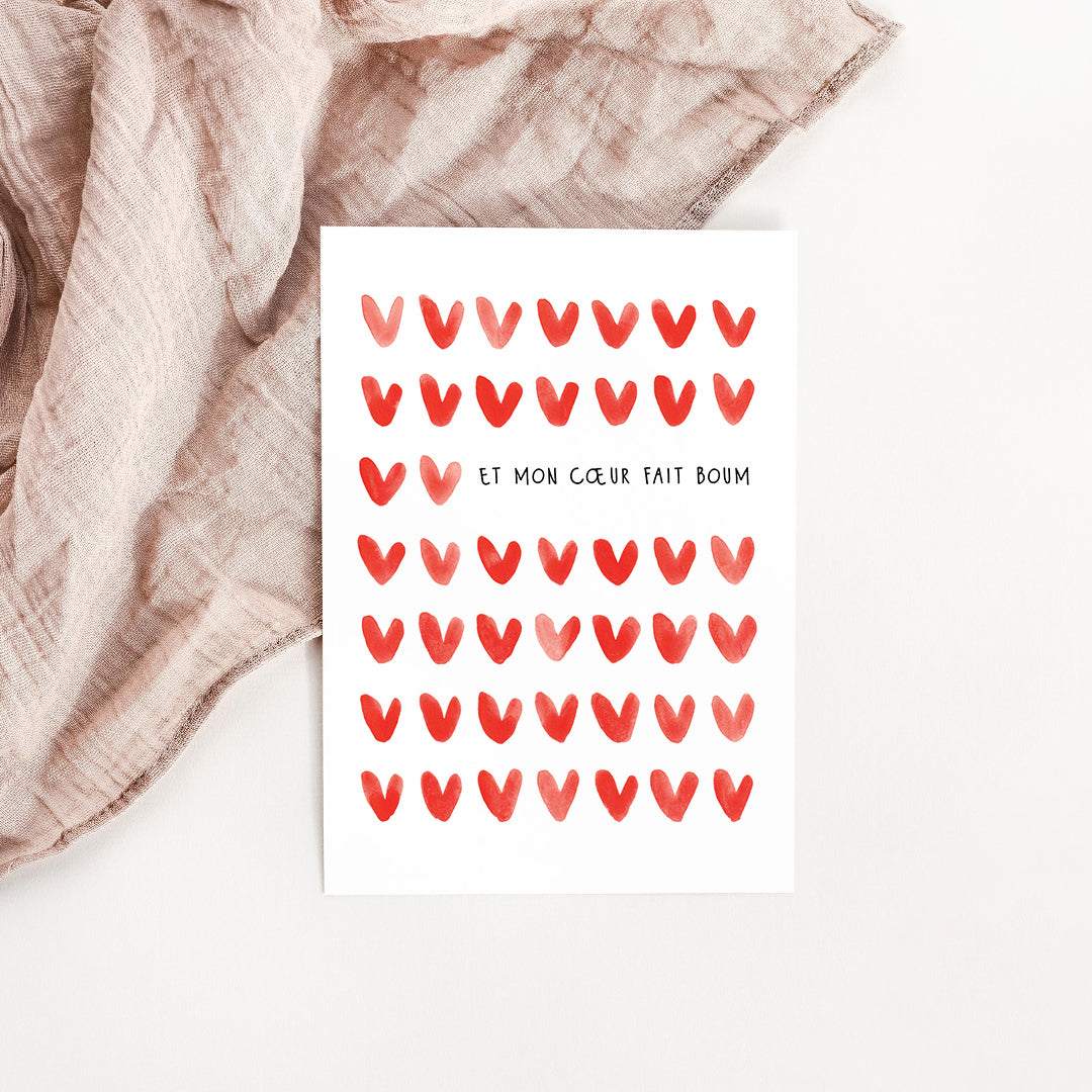 Carte Et mon coeur fait boum