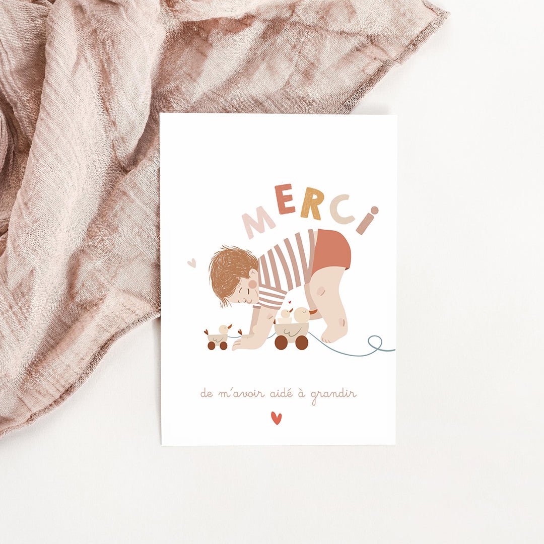 Carte Bébé - Merci de m'avoir aidé à grandir - Atelier Vingt Huit