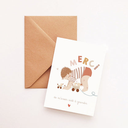 Carte Bébé - Merci de m'avoir aidé à grandir - Atelier Vingt Huit
