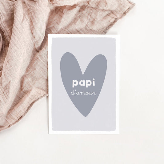 Carte Coeur Papi d'amour - Atelier Vingt Huit
