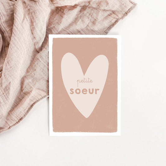 Carte Coeur Petite soeur - Atelier Vingt Huit