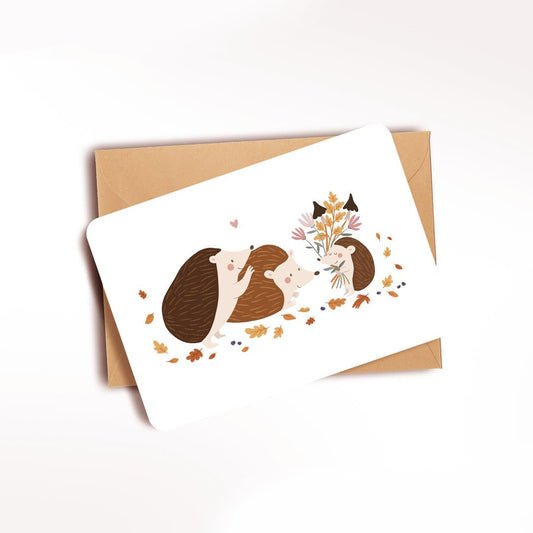 Carte Famille hérissons - Atelier Vingt Huit
