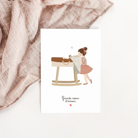 Carte Naissance grande-soeur - Atelier Vingt Huit