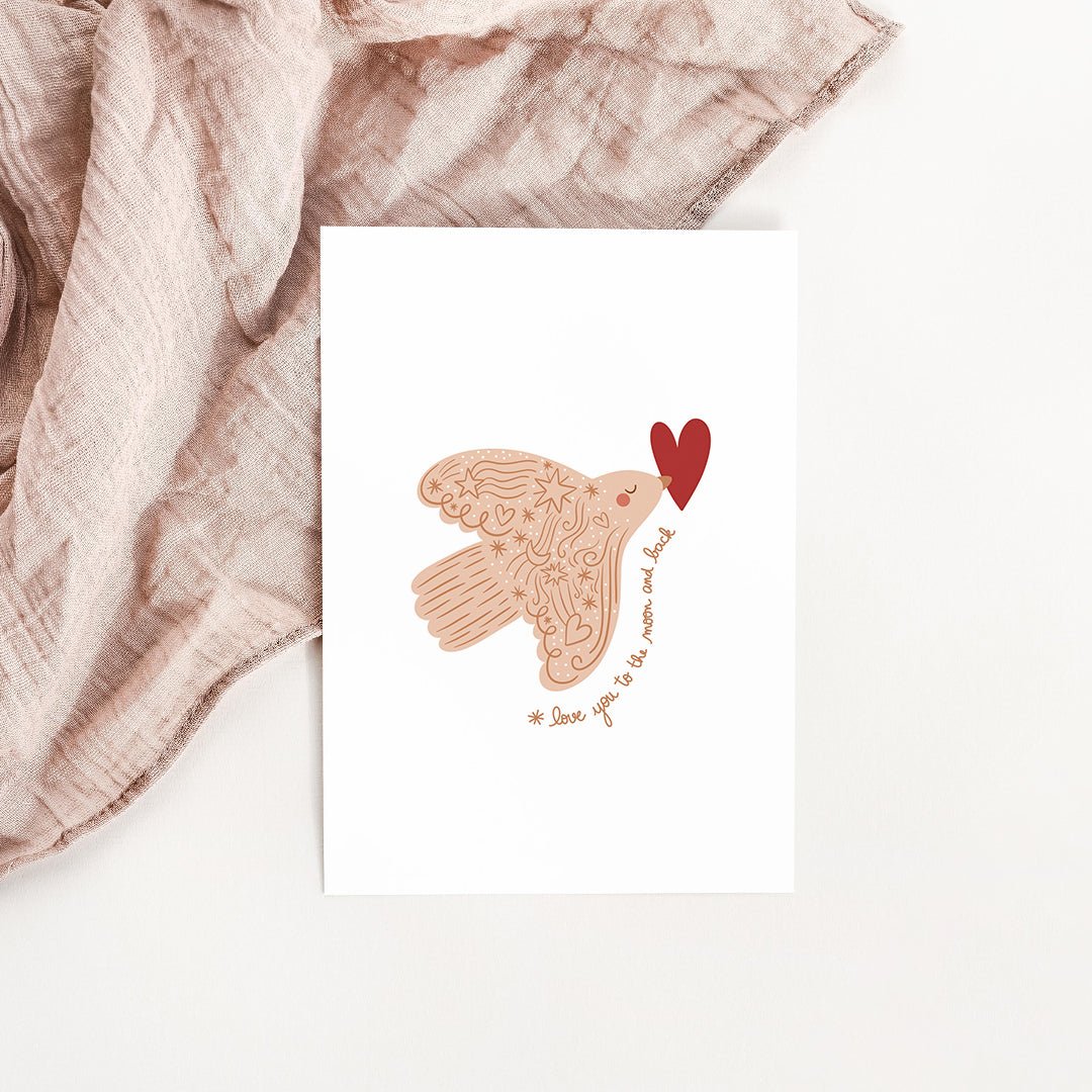 Carte Oiseau messager d'amour - Atelier Vingt Huit