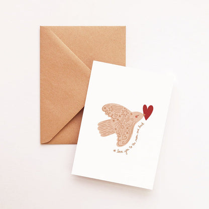 Carte Oiseau messager d'amour - Atelier Vingt Huit