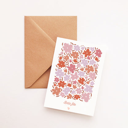 Carte Belle fête motif fleurs