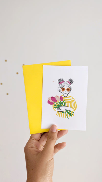 Carte La fille aux fleurs