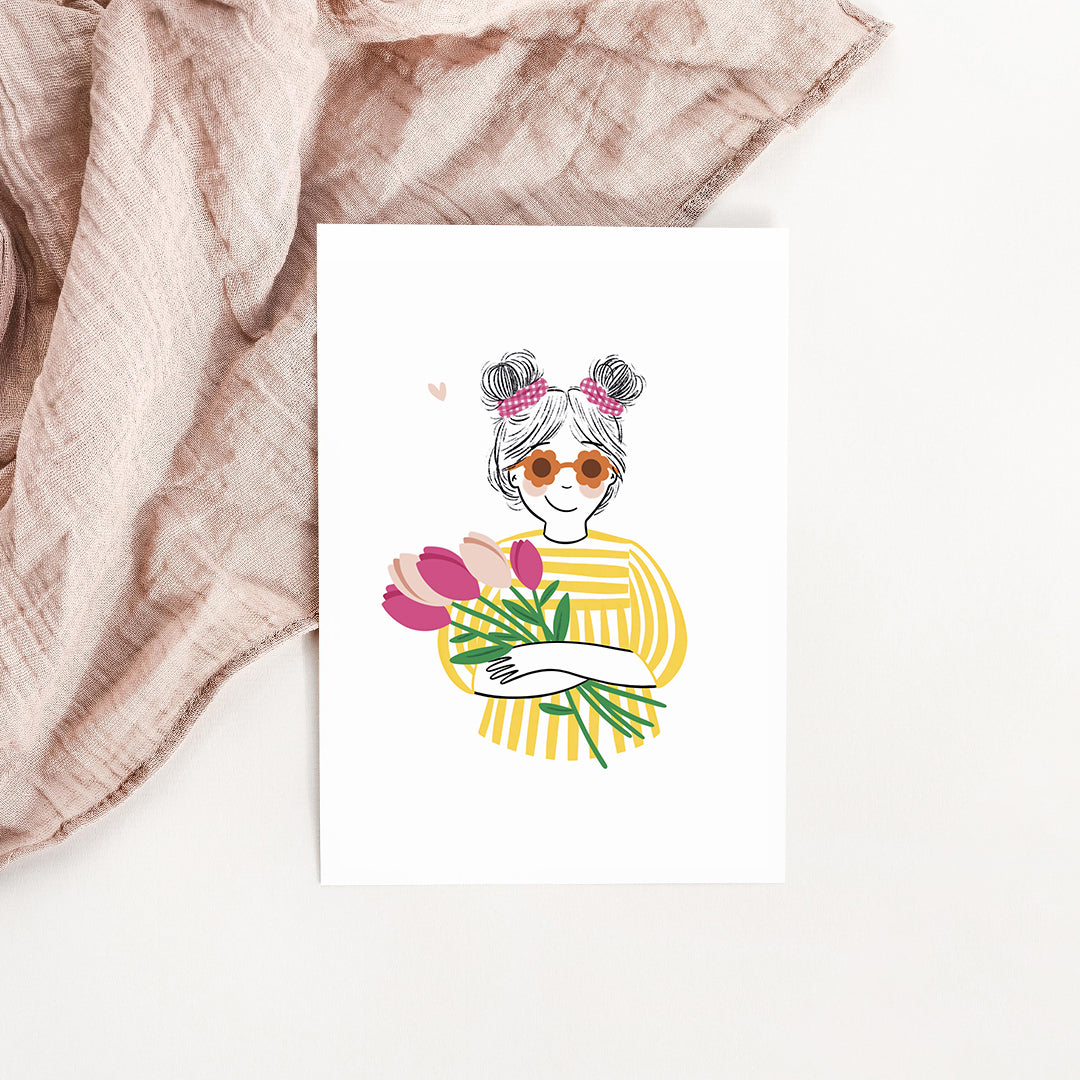 Carte La fille aux fleurs