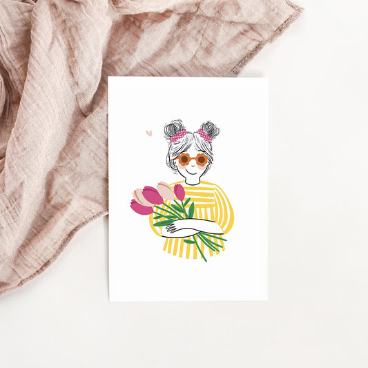 Carte La fille aux fleurs