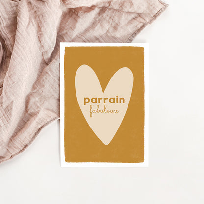 Carte Coeur Parrain fabuleux