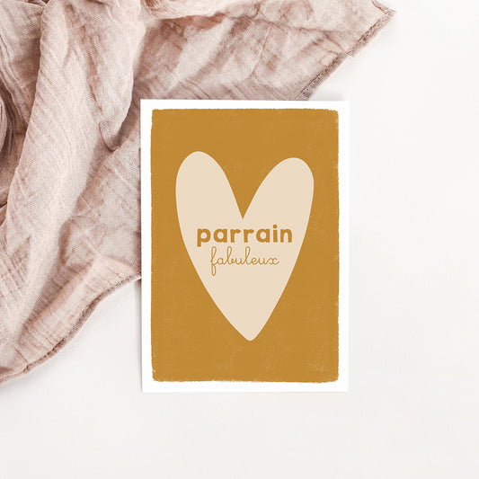 Carte Coeur Parrain fabuleux