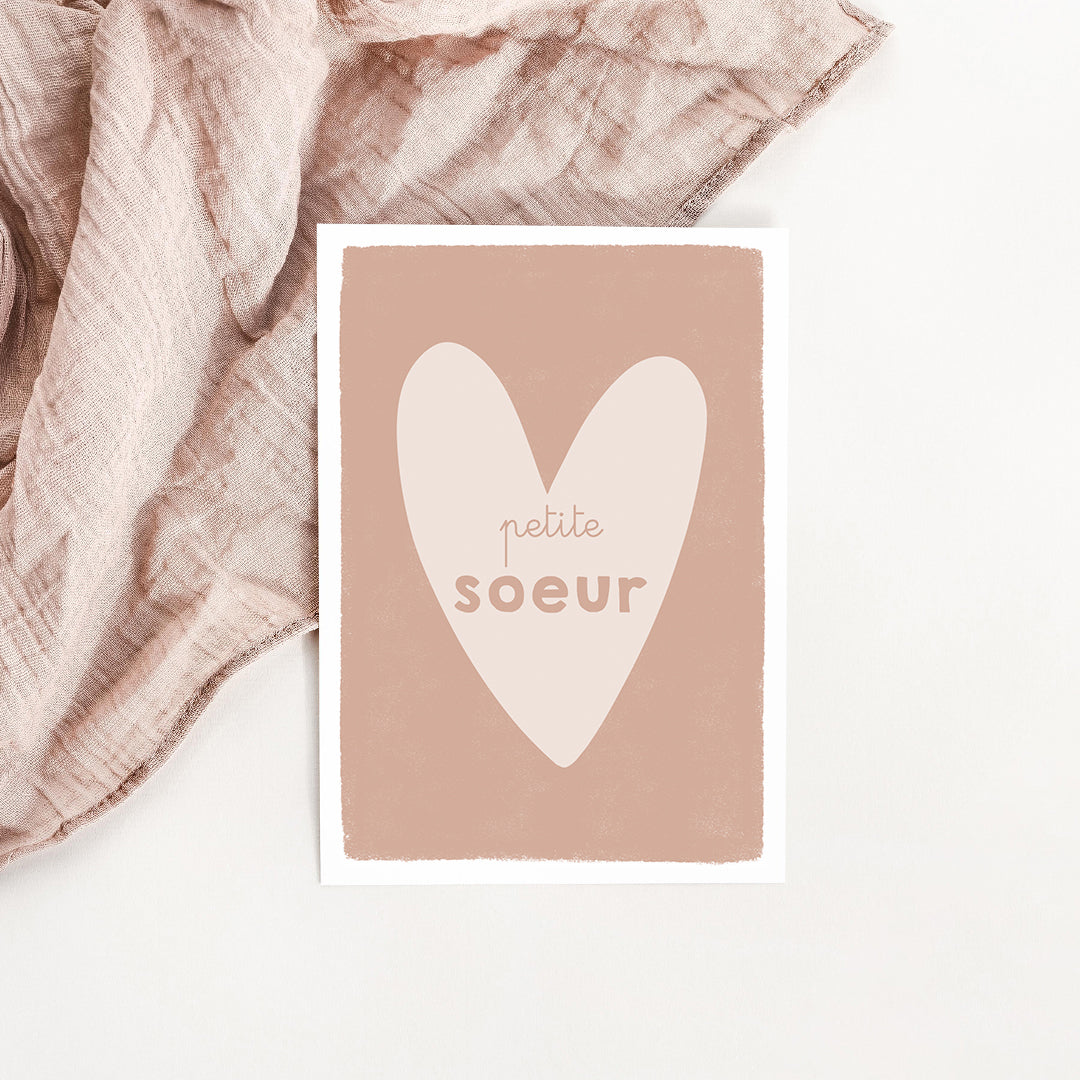 Carte Coeur Petite soeur