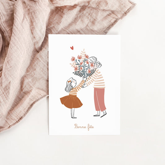 Carte Bonne fête maman/mamie petite fille