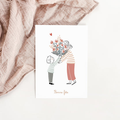Carte Bonne fête maman/mamie petit garçon