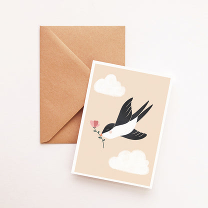 Carte Bonjour les hirondelles