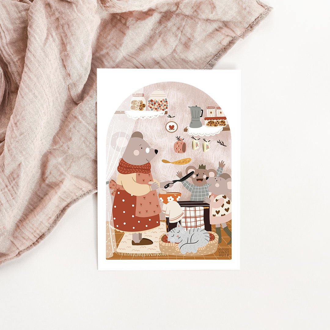 Illustration Petite Porte Magique / Fairy Door / Crêpes avec mamie - Atelier Vingt Huit